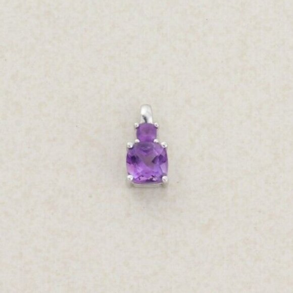 Pendant Only 10k White Gold Natural Purple Amethyst Pendant - Picture 1 of 7
